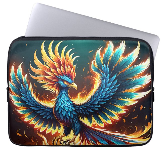 Majestueuze Phoenix Crest Vlammen Laptop Sleeve (Voorkant)