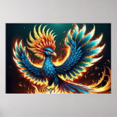 Majestueuze Phoenix Crest Vlammen Poster (Voorkant)