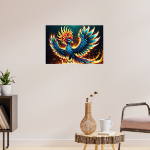Majestueuze Phoenix Crest Vlammen Poster