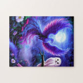 Majestueuze Phoenix in Midnight Garden met uil Legpuzzel (Horizontaal)