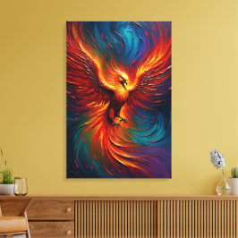 Majestueuze Phoenix Vuurvogel Abstracte Fantasie Canvas Afdruk