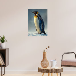 Majestueuze pinguïn in de arctische sneeuw poster