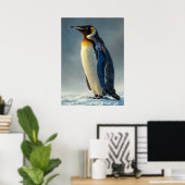 Majestueuze pinguïn in de arctische sneeuw poster (Thuiskantoor)