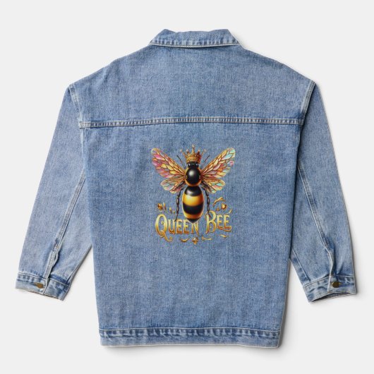 Majestueuze Queen Bee illustratie met een kroon Denim Jacket (Achterkant)