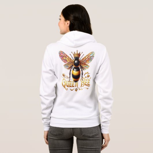 Majestueuze Queen Bee illustratie met een kroon Hoodie (Achterkant volledig)