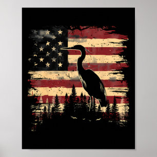 Majestueuze Reiger 4 juli Amerikaanse Vlag Natuur  Poster