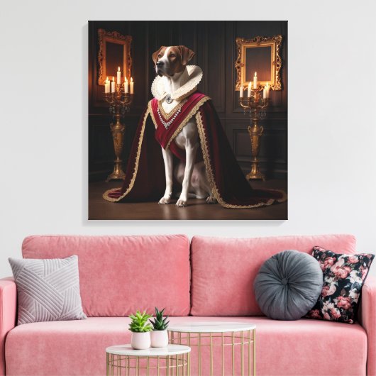 Majestueuze Renaissance Hondenportret  Kaars Canvas Afdruk (Insitu (Woonkamer))