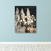 Majestueuze Rendier Sneeuw Kerst Canvas Muurkunst (Insitu (Houten vloer))