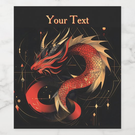Majestueuze rode en gouden Chinese drakenkunst Wijn Etiket (Enkel label)
