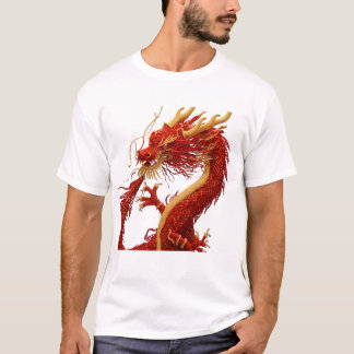 Majestueuze rode en gouden Oosterse draak grafisch T-shirt