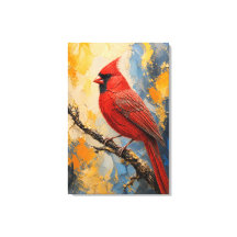 Majestueuze Rode Kardinaal Luxe Impasto Canvasprin