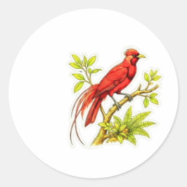 Majestueuze Rode Paradijsvogel Kunst - Iconisch In Ronde Sticker