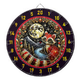 Majestueuze rode wasbeer met gouden maan dartbord (Voorkant)