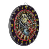 Majestueuze rode wasbeer met gouden maan dartbord (Voorkant Links)