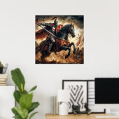 Majestueuze roodgetinte kruistocht ridder in de st poster (Thuiskantoor)