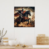 Majestueuze roodgetinte kruistocht ridder in de st poster (Keuken)
