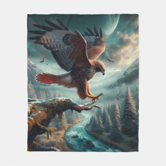 majestueuze roodstaarthaai springt omhoog fleece deken (Voorkant)