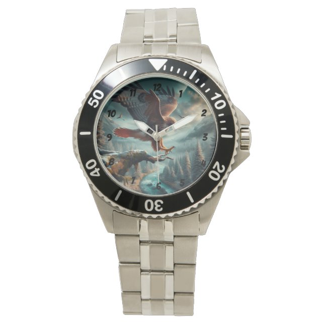 majestueuze roodstaarthaai springt omhoog horloge (Voorkant)