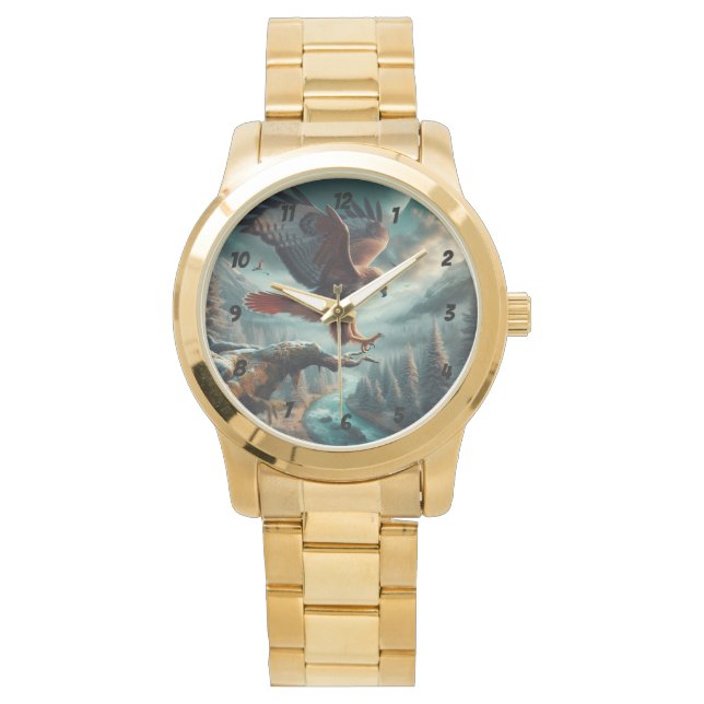 majestueuze roodstaarthaai springt omhoog horloge (Voorkant)