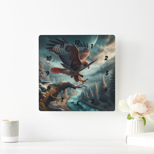 majestueuze roodstaarthaai springt omhoog vierkante klok (Huis)