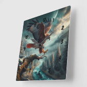 majestueuze roodstaarthaai springt omhoog vierkante klok (Hoek)