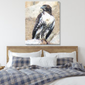 Majestueuze roodstaarthavik gewikkeld canvas afdruk (Insitu (Slaapkamer))