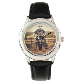 Majestueuze Rottweiler Gepersonaliseerde Kinderen Horloge