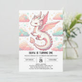 Majestueuze Schattige draak 1e verjaardag Kaart (Staand voorkant)