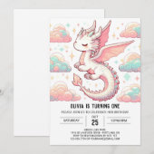 Majestueuze Schattige draak 1e verjaardag Kaart (Voorkant / Achterkant)