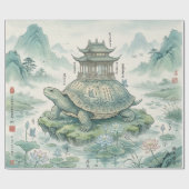 Majestueuze Schildpadpagode Inktkunst Cadeaupapier (Vlak)