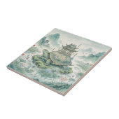Majestueuze Schildpadpagode Inktkunst Tegeltje (Zijkant)