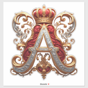 Majestueuze sierletter A met kroon Sticker