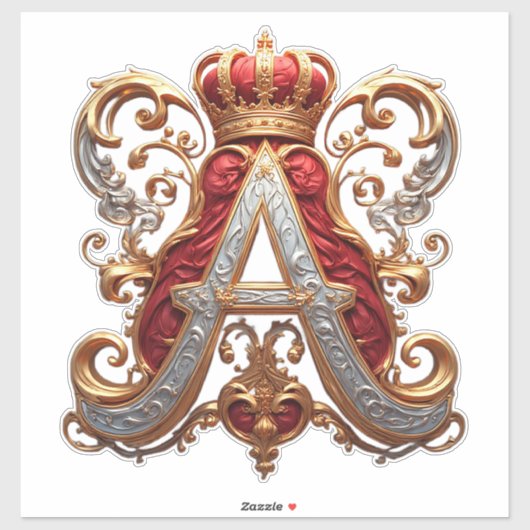 Majestueuze sierletter A met kroon Sticker (Vel)