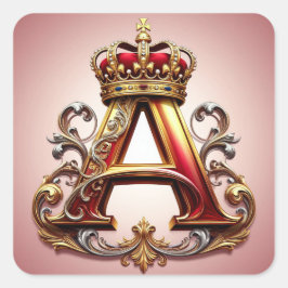 Majestueuze sierletter A met kroon Vierkante Sticker