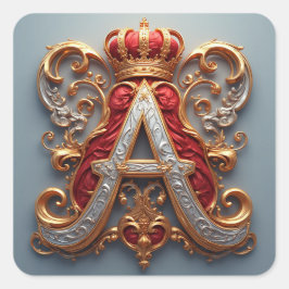Majestueuze sierletter A met kroon Vierkante Sticker