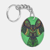 Majestueuze Smaragd Uil Sleutelhanger (Voorkant Links)