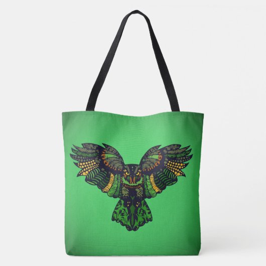 Majestueuze Smaragd Uil Tote Bag (Achterkant)