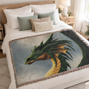 Majestueuze Smaragdgroene Draak Fantasie Deken