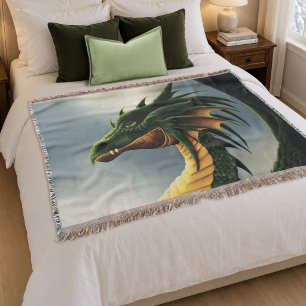 Majestueuze Smaragdgroene Draak Fantasie Deken