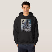 Majestueuze sneeuwluipaard op Rocky Cliff Hoodie (Voorkant volledig)