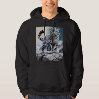 Majestueuze sneeuwluipaard op Rocky Cliff Hoodie