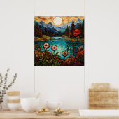 Majestueuze sneeuwtoppen en ongerepte alpine water poster (Keuken)