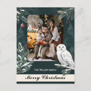 Majestueuze Sneeuwuil Aangepaste Foto Kerstmis Feestdagenkaart