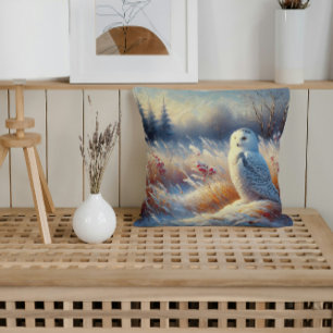 Majestueuze sneeuwuil in de wildernis kussen