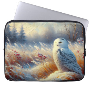 Majestueuze Sneeuwuil in de Wildernis Laptop Sleeve