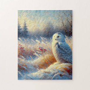 Majestueuze sneeuwuil in de wildernis legpuzzel
