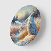 Majestueuze sneeuwuil in de wildernis ronde klok (Hoek)
