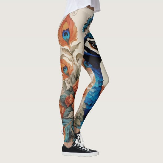 Majestueuze Splendore de Boho Peacock Leggings (Rechts)