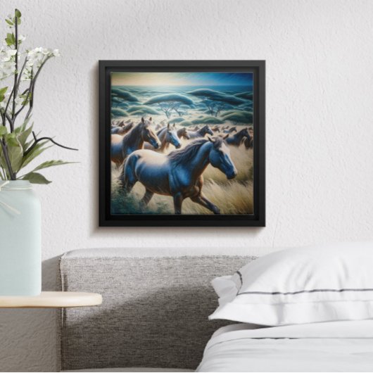 Majestueuze Stampede in Gouden Veld Poster