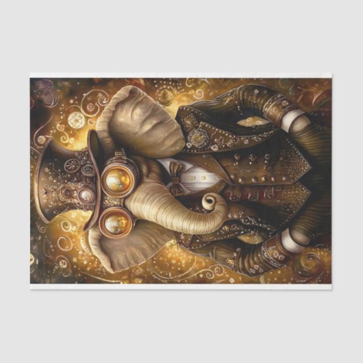 Majestueuze  Steampunk Elephant AT3 Decoupage Tissuepapier (Voorkant)
